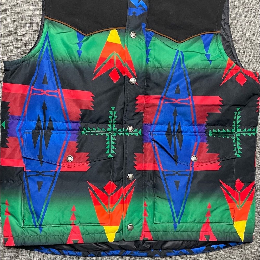 Polo Ralph Lauren Bear Aztec Beacon Southwestern Quilted Fur Vest - Picture 3 of 5